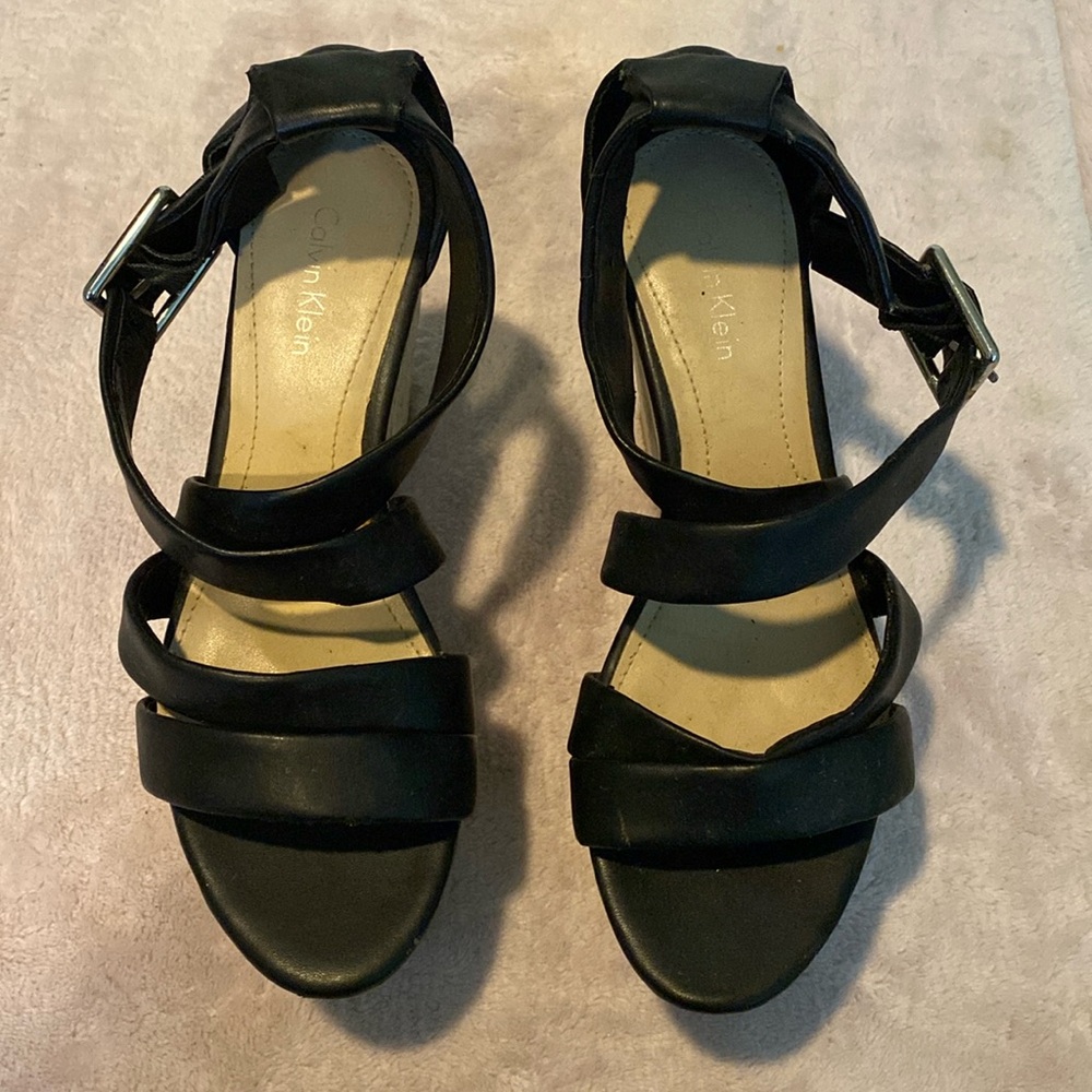 Calvin Klein Platform Wedge Strappy Sandals - Picture 5 of 5